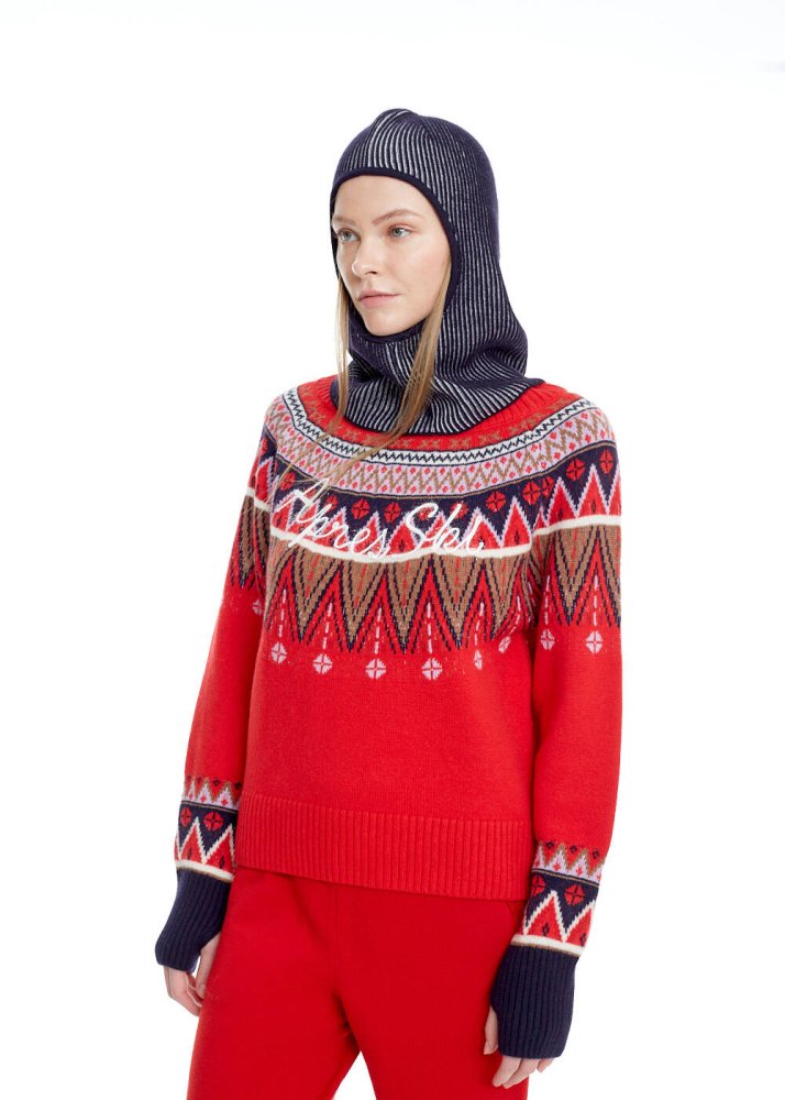 KNITSS - STAR EMBROIDERIED NAVY ECRU MERINO WOOL BALACLAVA