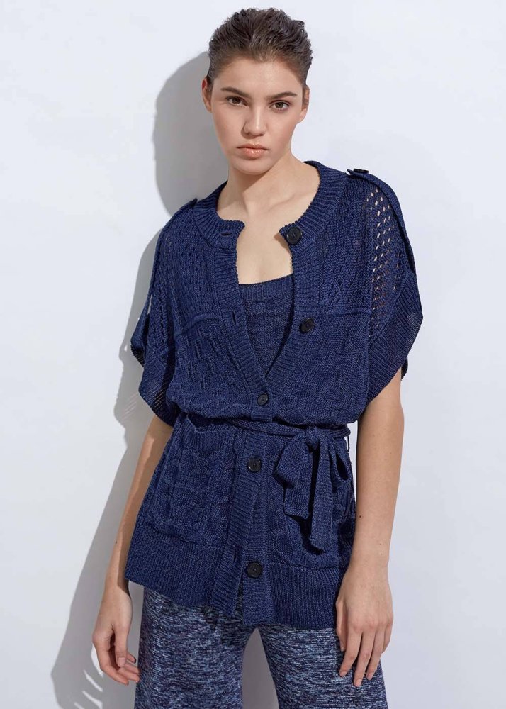 KNITSS - Structured Linen Ocean Knıt Cardıgan