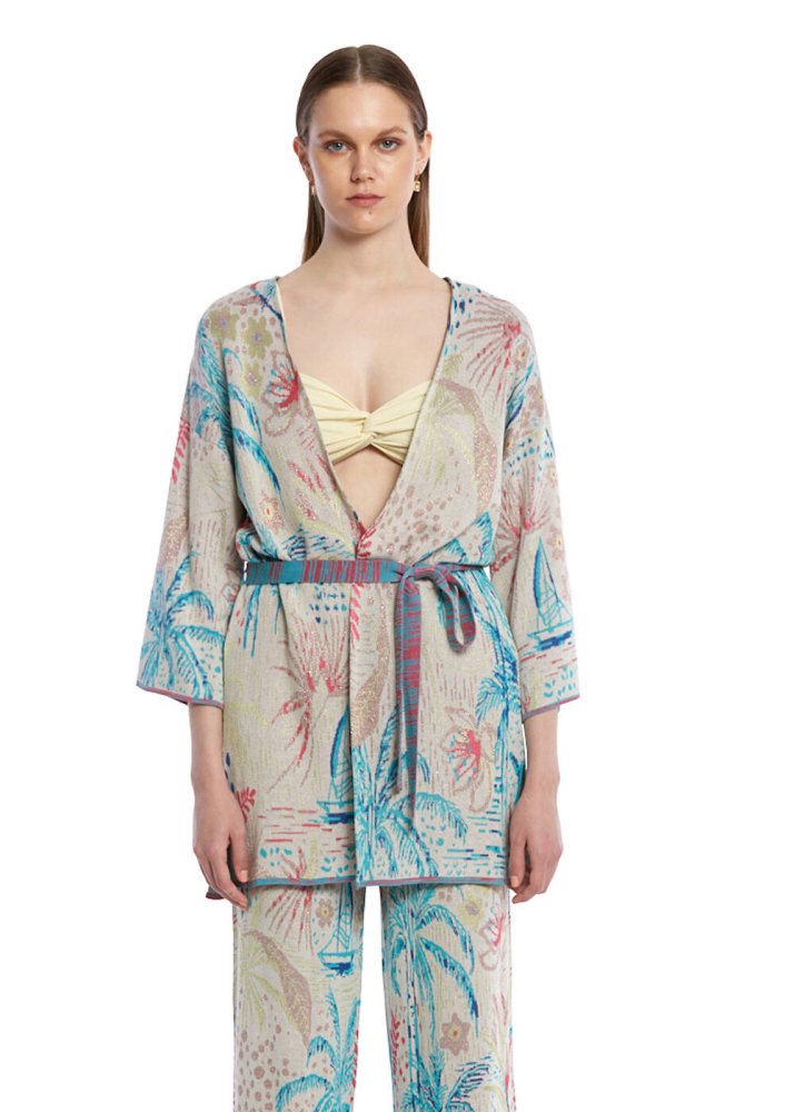 KNITSS - TROPICAL PATTERN KNIT KIMONO