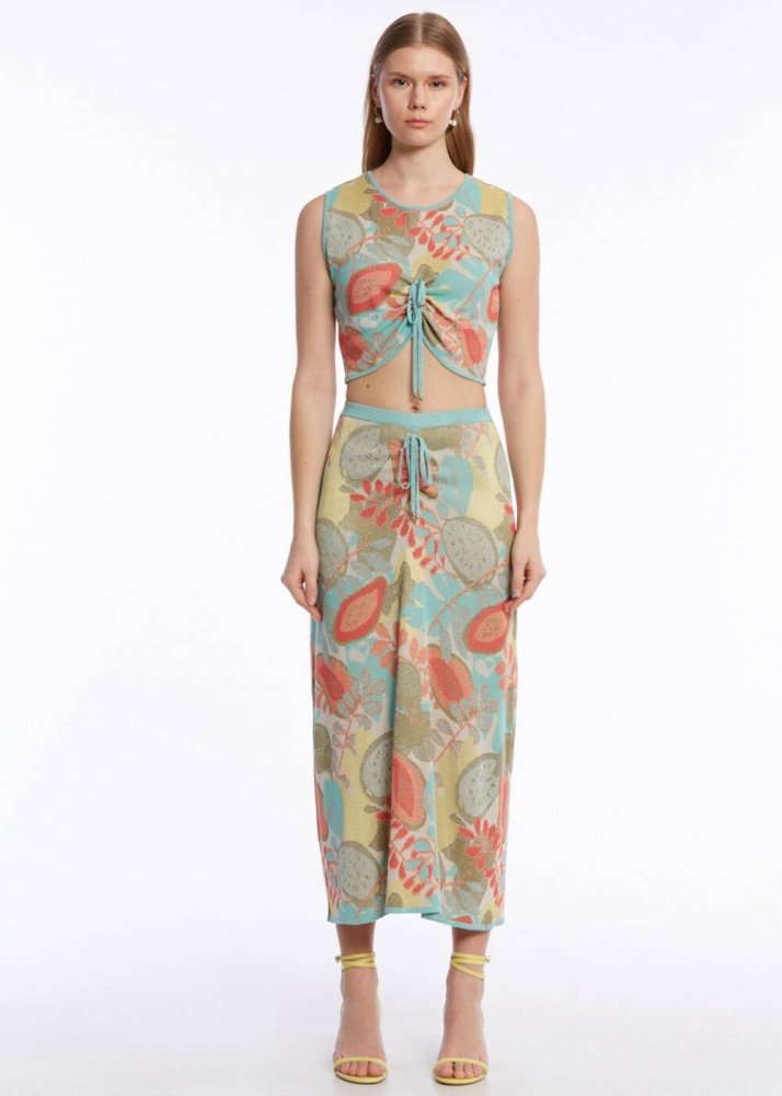 KNITSS - TROPICAL PATTERN KNIT SKIRT