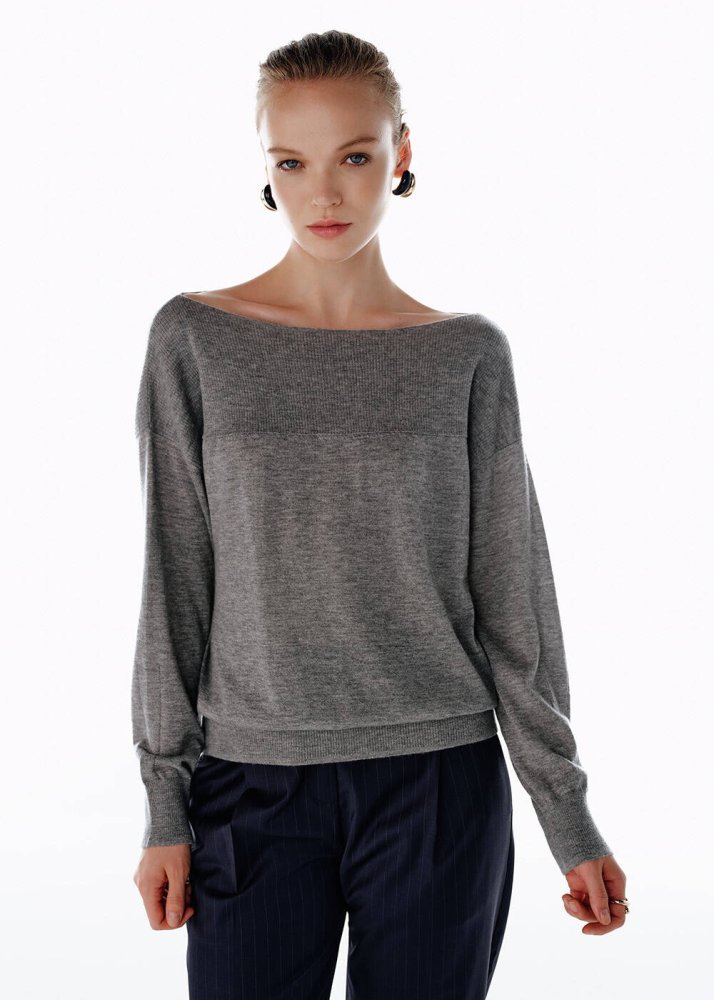 KNITSS - ULTRAFINE ORGANIC CASHMERE SWEATER MID GREY