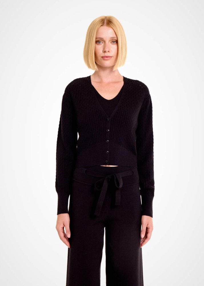 KNITSS - V NECK BLACK KNIT CARDIGAN