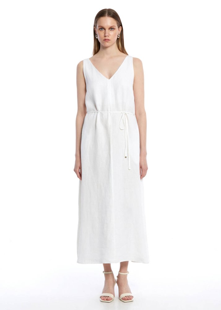 KNITSS - WHITE LINEN DRESS