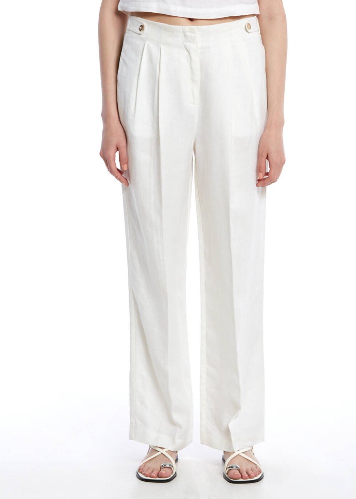 KNITSS - WHITE LINEN PANTS