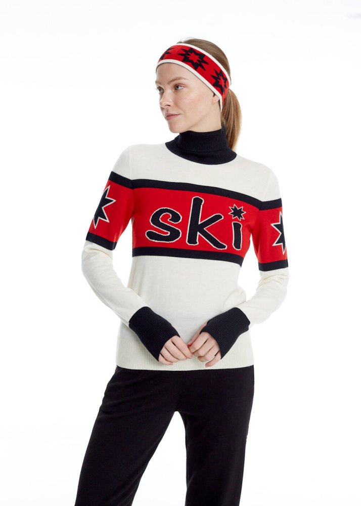 KNITSS - Yıldız Desenli Merino Yün Head Band Kırmızı